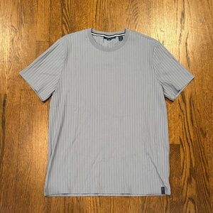 Perry Ellis Gray- Blue Ribbed Short Sleeve Shirt